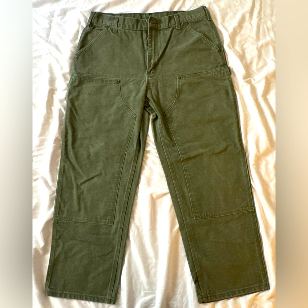 Vintage Carhartt Double Knee Carpenter Pants Moss Green Mens 36x30 B136 MOS EUC